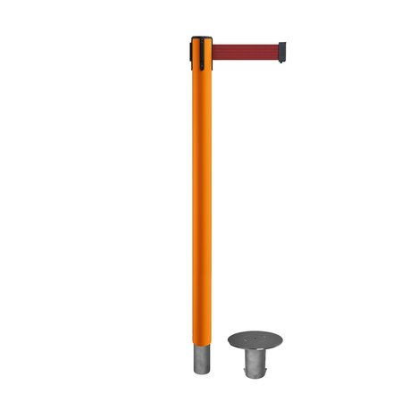 MONTOUR LINE Stanchion Belt Barrier Removable Base Orange Post 11ft.Maroon Belt MSX630R-OR-MN-110